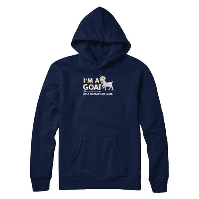 Halloween I'm A Goat In A Human Costume Funny Goat-T-Shirt & Tank Top-Pullover Hoodie-Navy