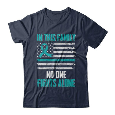 In This Family No One Fights Alone Ovarian Cancer-T-Shirt & Hoodie-Classic T-Shirt-Navy