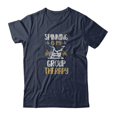 Fitness Gym Mom Spinning Is My Group Therapy-T-Shirt & Tank Top-Classic T-Shirt-Navy