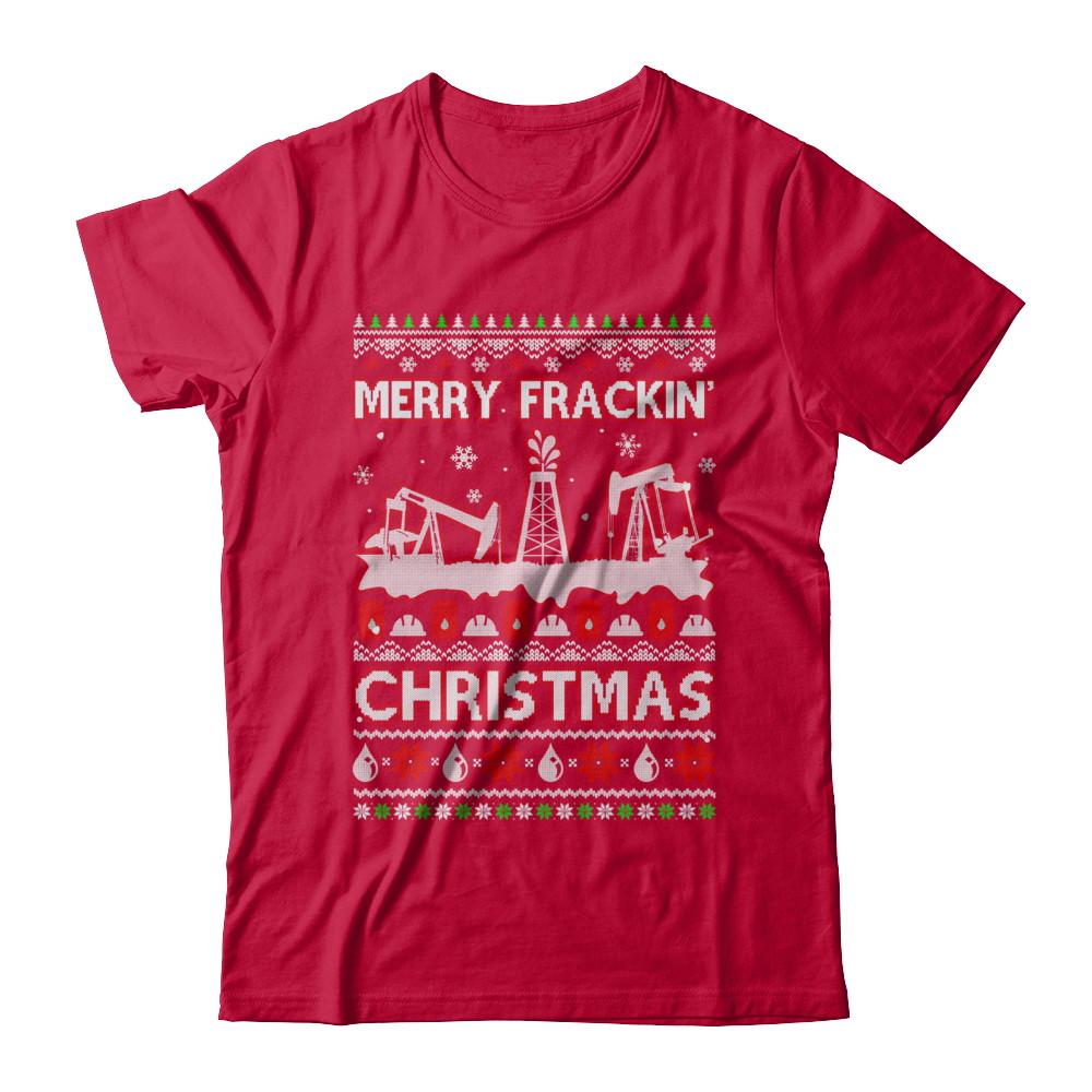 Oilfield Merry Fracking Christmas Ugly Sweater Gifts-T-Shirt & Sweatshirt-Classic T-Shirt-Red