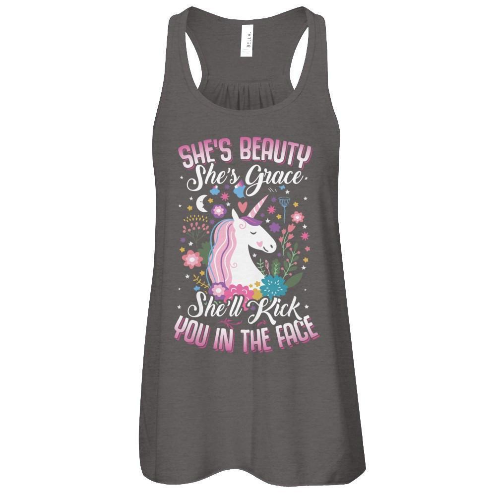 She's Beauty She's Grace She'll Kick You In The Face Unicorn Lover-T-Shirt & Tank Top-