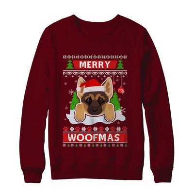 German Shepherd Merry Woofmas Ugly Christmas Sweater-T-Shirt & Sweatshirt-Crewneck Sweatshirt-Maroon