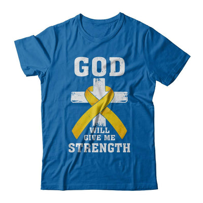 God Will Give Me Strength Gold Yellow Cancer Ribbon Gift-T-Shirt & Hoodie-Classic T-Shirt-Royal