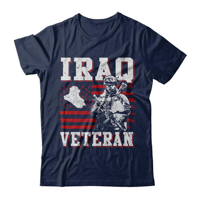 Iraq Veteran America Flag Distressed Vintage-T-Shirt & Hoodie-Classic T-Shirt-Navy
