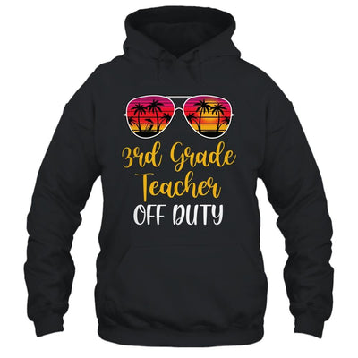 3th Grade Teacher Off Duty Sunglasses Beach Sunset-T-Shirt & Tank Top-Pullover Hoodie-Black
