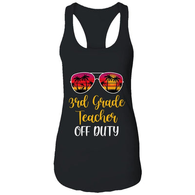 3th Grade Teacher Off Duty Sunglasses Beach Sunset-T-Shirt & Tank Top-Women's Ideal Racerback Tank-Black