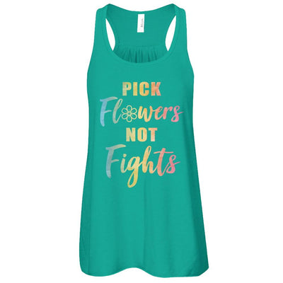 Pick Flowers Not Fights-T-Shirt & Tank Top-Women's Flowy Racerback Tank-Kelly