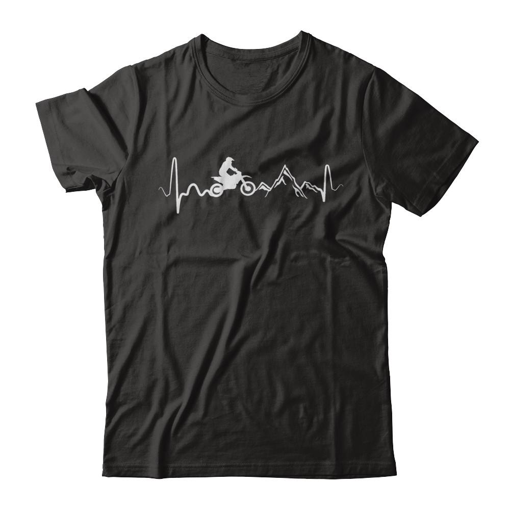 Mountain Dirt Bike Motocross Heartbeat-T-Shirt & Hoodie-Premium T-Shirt-Black