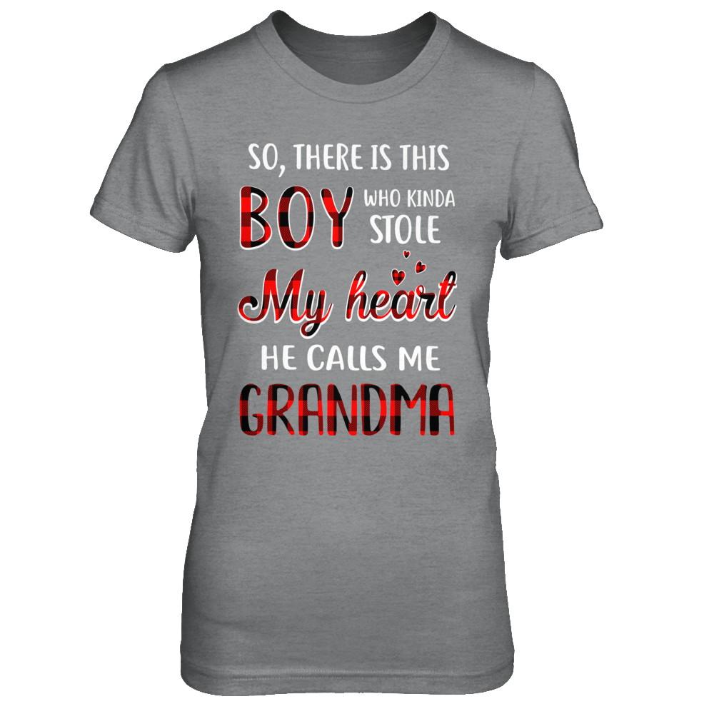 This Boy Who Kinda Stole My Heart He Calls Me Grandma-T-Shirt & Hoodie-Women's T-Shirt-Sport Grey