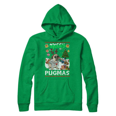 Cute Pug Christmas Merry Pugmas Ugly Sweater Christmas-T-Shirt & Sweatshirt-Pullover Hoodie-Irish Green