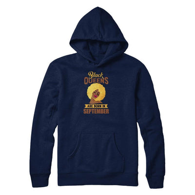 Black Queens Are Born In September-T-Shirt & Tank Top-Pullover Hoodie-Navy