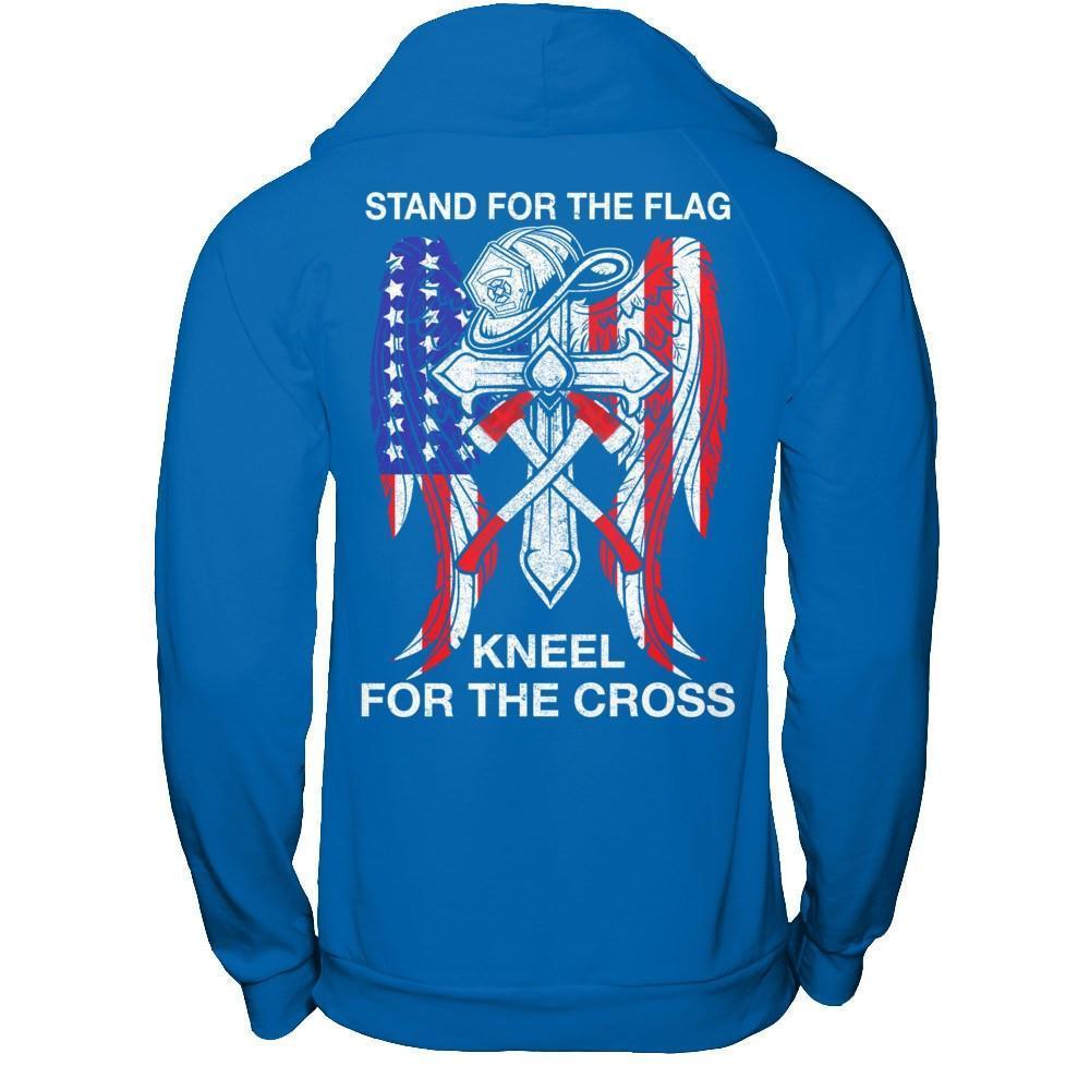 Firefighter Stand For The Flag Kneel For The Cross-T-Shirt & Hoodie-Pullover Hoodie-Royal