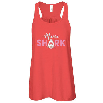 Mama Shark Lovers Best Mom-T-Shirt & Tank Top-Women's Flowy Racerback Tank-Red
