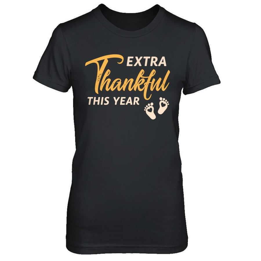 Extra Thankful This Year Pregnant Thanksgiving-T-Shirt & Sweatshirt-Women's T-Shirt-Black