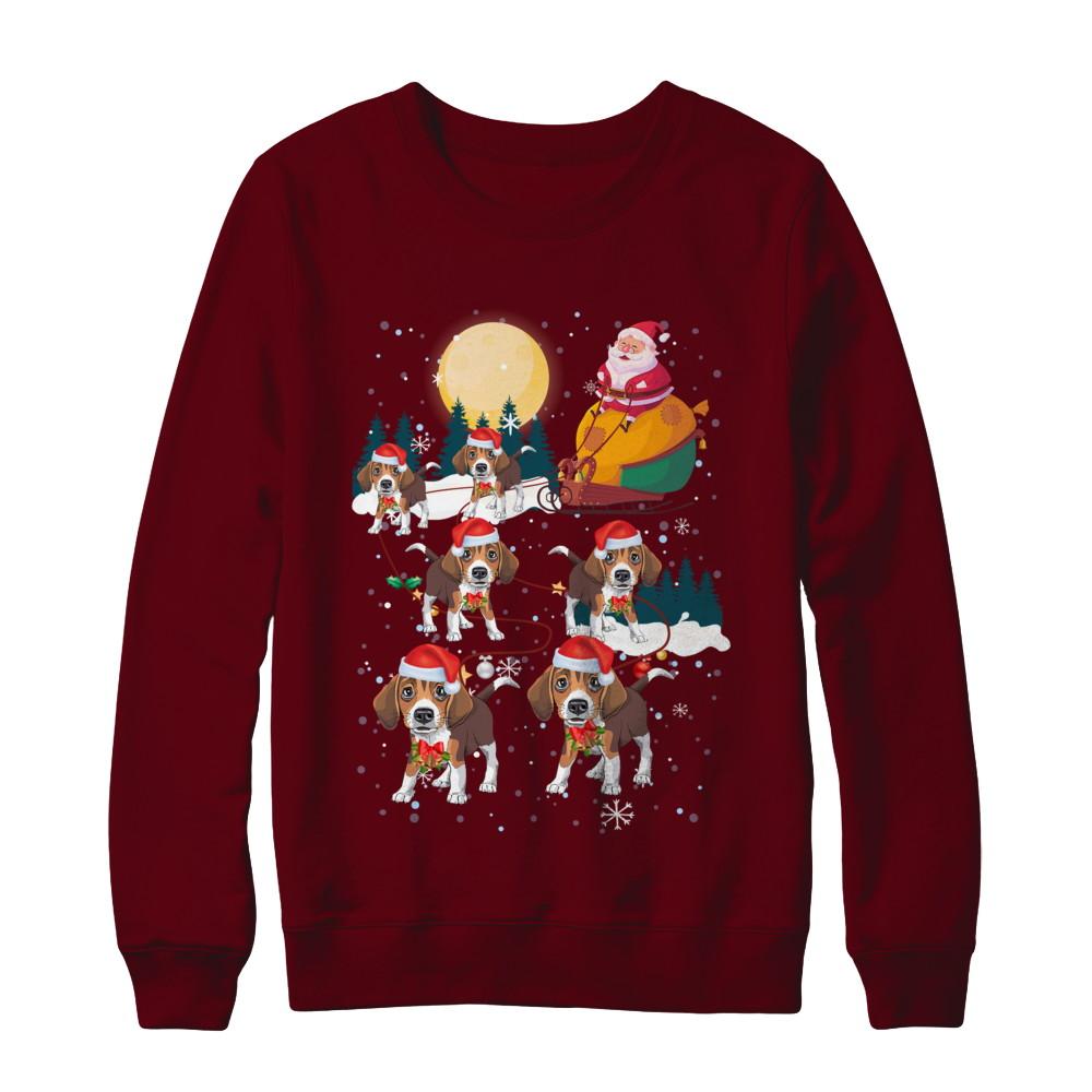 Dog Reindeer Beagle Christmas Gift-T-Shirt & Sweatshirt-Crewneck Sweatshirt-Maroon