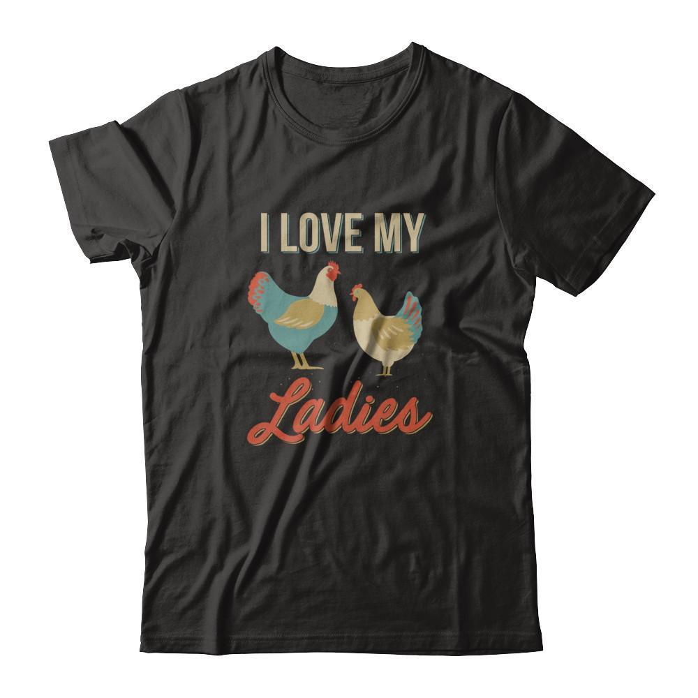 Vintage Retro I Love My Ladies Funny Chicken Farmer-T-Shirt & Tank Top-Premium T-Shirt-Black
