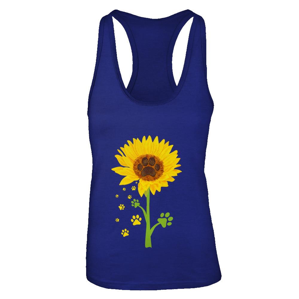 Funny Sunflower Cat Dog Paw Lover-T-Shirt & Tank Top-Women's Ideal Racerback Tank-Royal