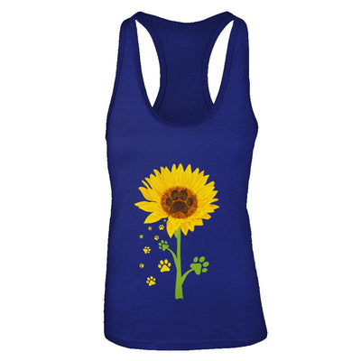 Funny Sunflower Cat Dog Paw Lover-T-Shirt & Tank Top-Women's Ideal Racerback Tank-Royal