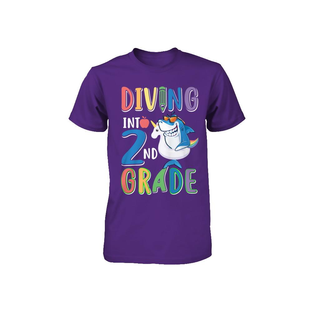Diving Into 2nd Grade Back To School Shark Youth-Youth Shirt-