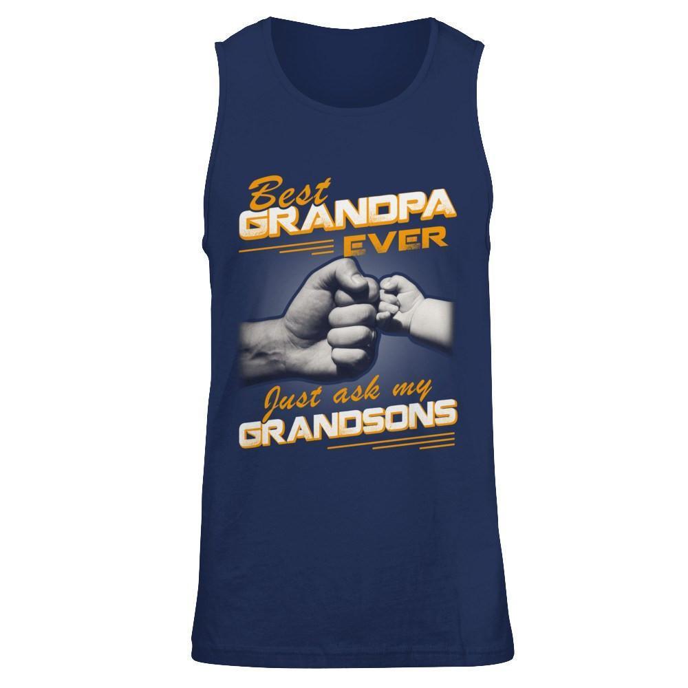 Best Grandpa Ever Just Ask My Grandsons-T-Shirt & Hoodie-Unisex Tank-Navy