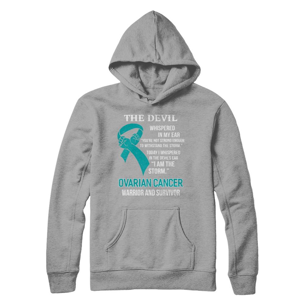 I Am The Storm Support Ovarian Cancer Warrior Survivor-T-Shirt & Hoodie-Pullover Hoodie-Light Steel