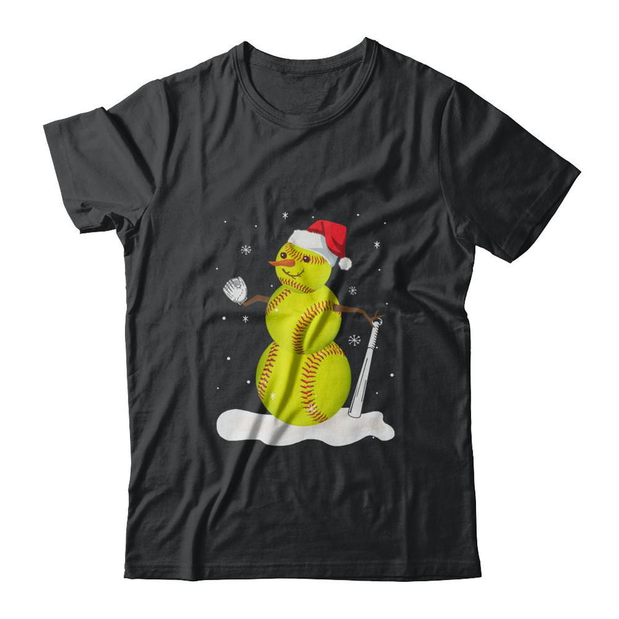 Christmas Softball Snowman Christmas-T-Shirt & Sweatshirt-Classic T-Shirt-Black