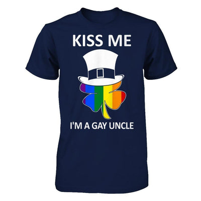 Kiss Me I'm A Gay Uncle Lgbt St Patrick's Day-T-Shirt & Hoodie-Classic T-Shirt-Navy