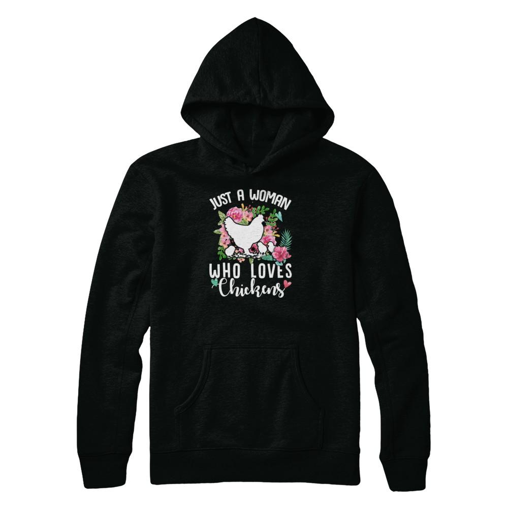 Just A Woman Who Loves Chickens-T-Shirt & Tank Top-Pullover Hoodie-Black