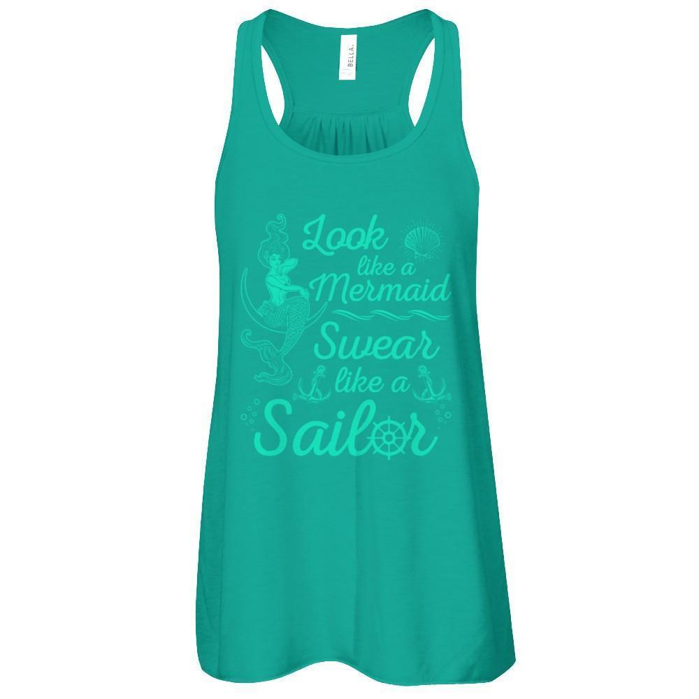 Look Like A Mermaid Swear Like A Sailor-T-Shirt & Tank Top-Women's Flowy Racerback Tank-Kelly