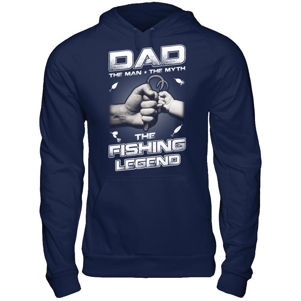 Dad The Man The Myth The Fishing Legend-T-Shirt & Hoodie-Pullover Hoodie-Navy