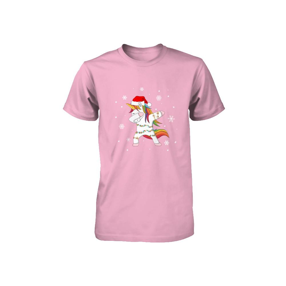 Dabbing Unicorn Ugly Christmas Sweater Girls Youth-Youth Shirt-Toddler T-Shirt-Pink