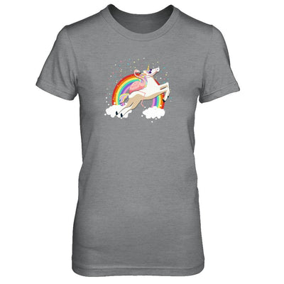 Flamingo Pink Bird Riding Unicorn-T-Shirt & Tank Top-Women's T-Shirt-Sport Grey