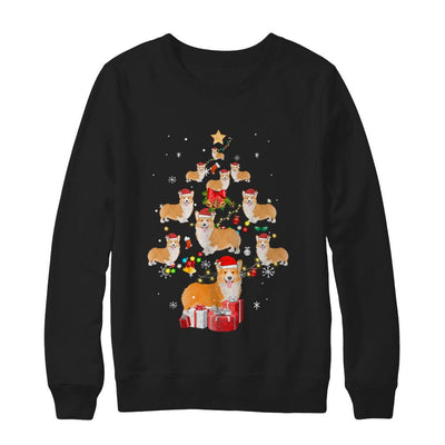 Cute Corgi Christmas Tree Dogs Lover-T-Shirt & Sweatshirt-Crewneck Sweatshirt-Black