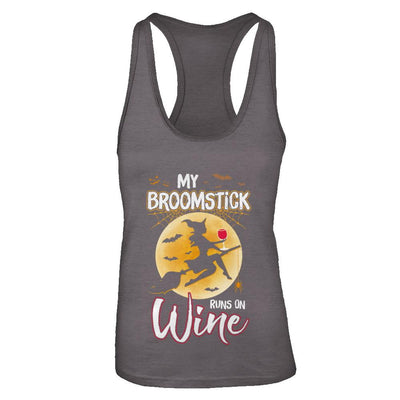 Funny Halloween My Broomstick Runs On Wine Witch-T-Shirt & Tank Top-Women's Ideal Racerback Tank-Dark Grey