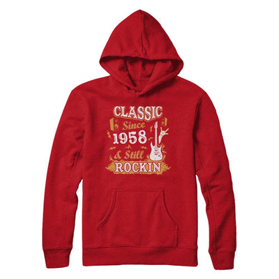 Vintage Classic Since 1958 With Rockin 63th Birthday-T-Shirt & Hoodie-Pullover Hoodie-Red
