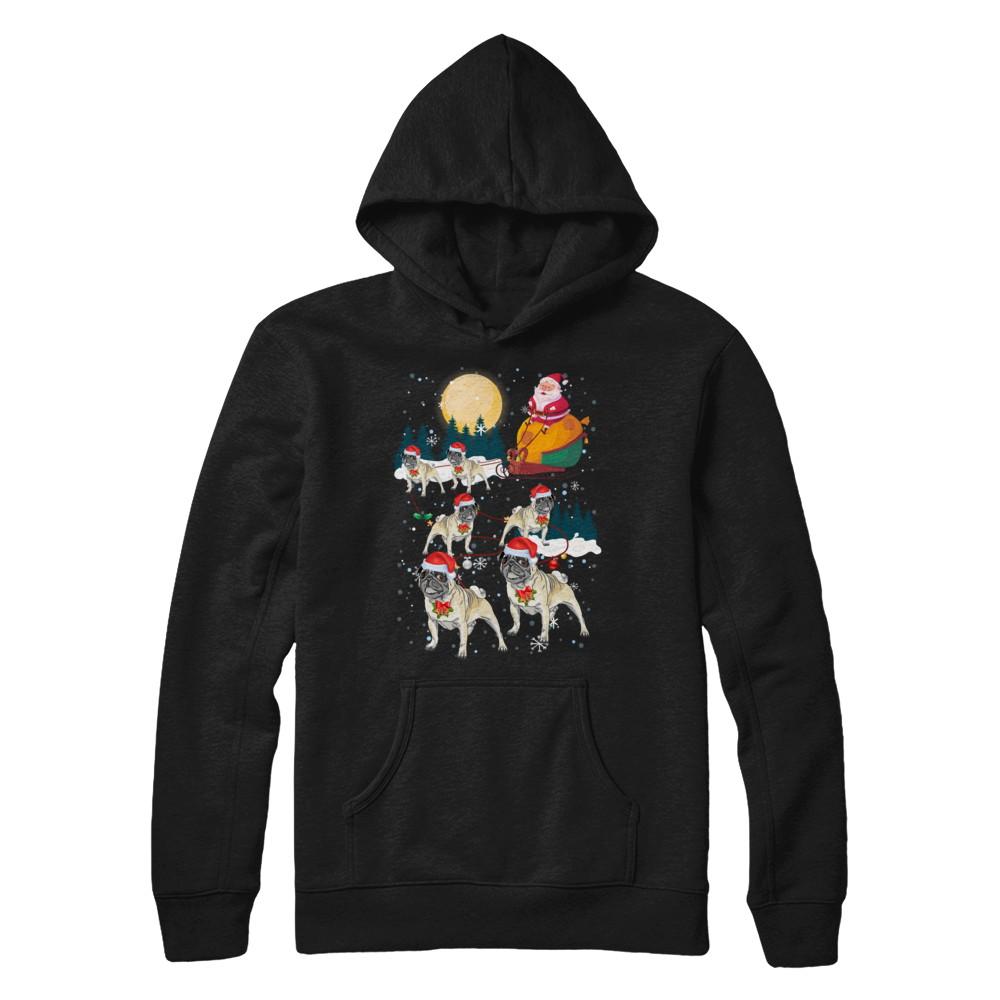 Dog Reindeer Pug Christmas Gift-T-Shirt & Sweatshirt-Pullover Hoodie-Black