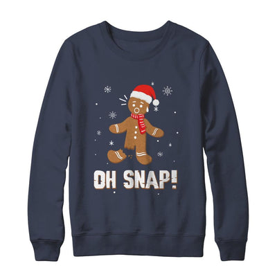 Oh Snap Funny Gingerbread Man Cute Christmas-T-Shirt & Sweatshirt-Crewneck Sweatshirt-Navy