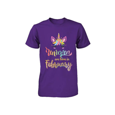 Cute Unicorns Are Born In February Birthday Gift Youth-Youth Shirt-