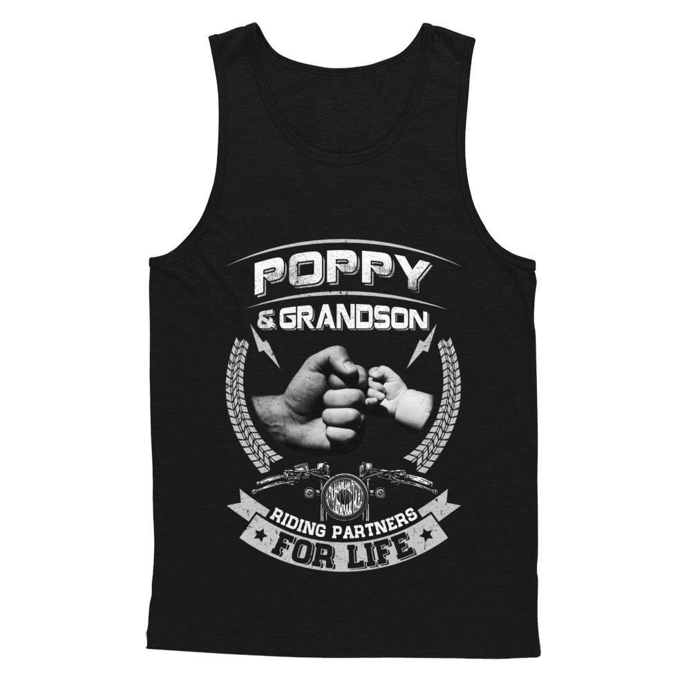 Motocross Poppy And Grandson Riding Partners For Life-T-Shirt & Hoodie-Unisex Tank-Black