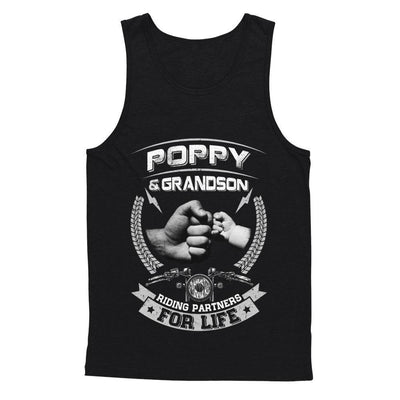 Motocross Poppy And Grandson Riding Partners For Life-T-Shirt & Hoodie-Unisex Tank-Black