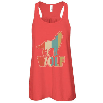 Classic Vintage Retro Style Wolf-T-Shirt & Tank Top-Women's Flowy Racerback Tank-Red