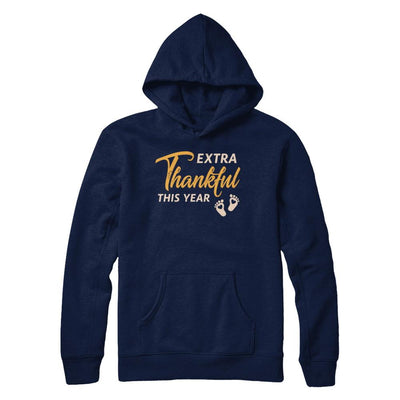 Extra Thankful This Year Pregnant Thanksgiving-T-Shirt & Sweatshirt-Pullover Hoodie-Navy