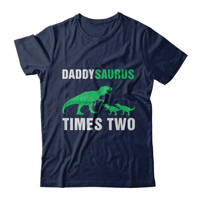 Daddysaurus Times Two Twins Fathers Day-T-Shirt & Hoodie-Classic T-Shirt-Navy