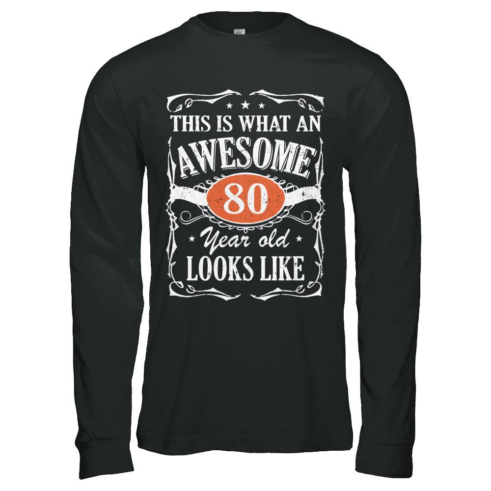 Vintage This Is What An Awesome 80 Year Old 1941 Birthday-T-Shirt & Hoodie-Long Sleeve T-Shirt-Black