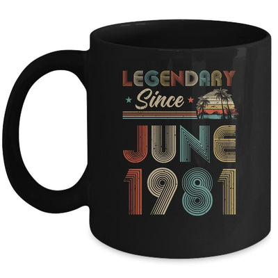 40th Birthday Gift 40 Years Old Legendary Since June 1981 Mug-Coffee Mug-Mug-Black