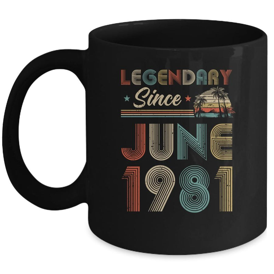 40th Birthday Gift 40 Years Old Legendary Since June 1981 Mug-Coffee Mug-Mug-Black