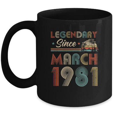 40th Birthday Gift 40 Years Old Legendary Since March 1981 Mug-Coffee Mug-Mug-Black