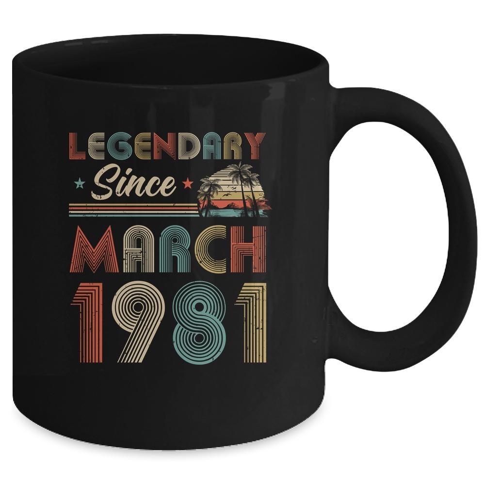 40th Birthday Gift 40 Years Old Legendary Since March 1981 Mug-Coffee Mug-Mug-Black