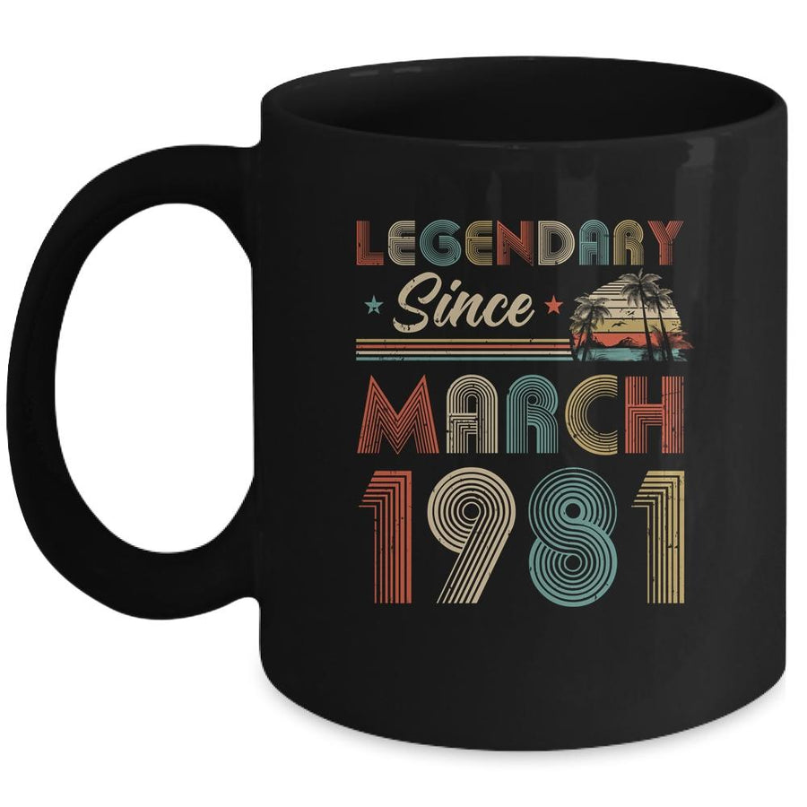 40th Birthday Gift 40 Years Old Legendary Since March 1981 Mug-Coffee Mug-Mug-Black