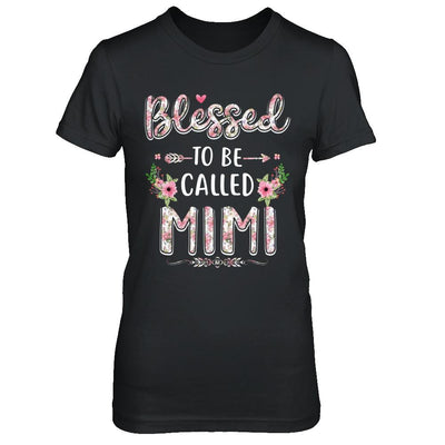 Funny Grandma Gifts Blessed To Be Called Mimi-T-Shirt & Hoodie-Women's T-Shirt-Black